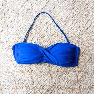 By the Beach Blue Twist Bandeau Halter Strapless Bikini Swimsuit Top XL